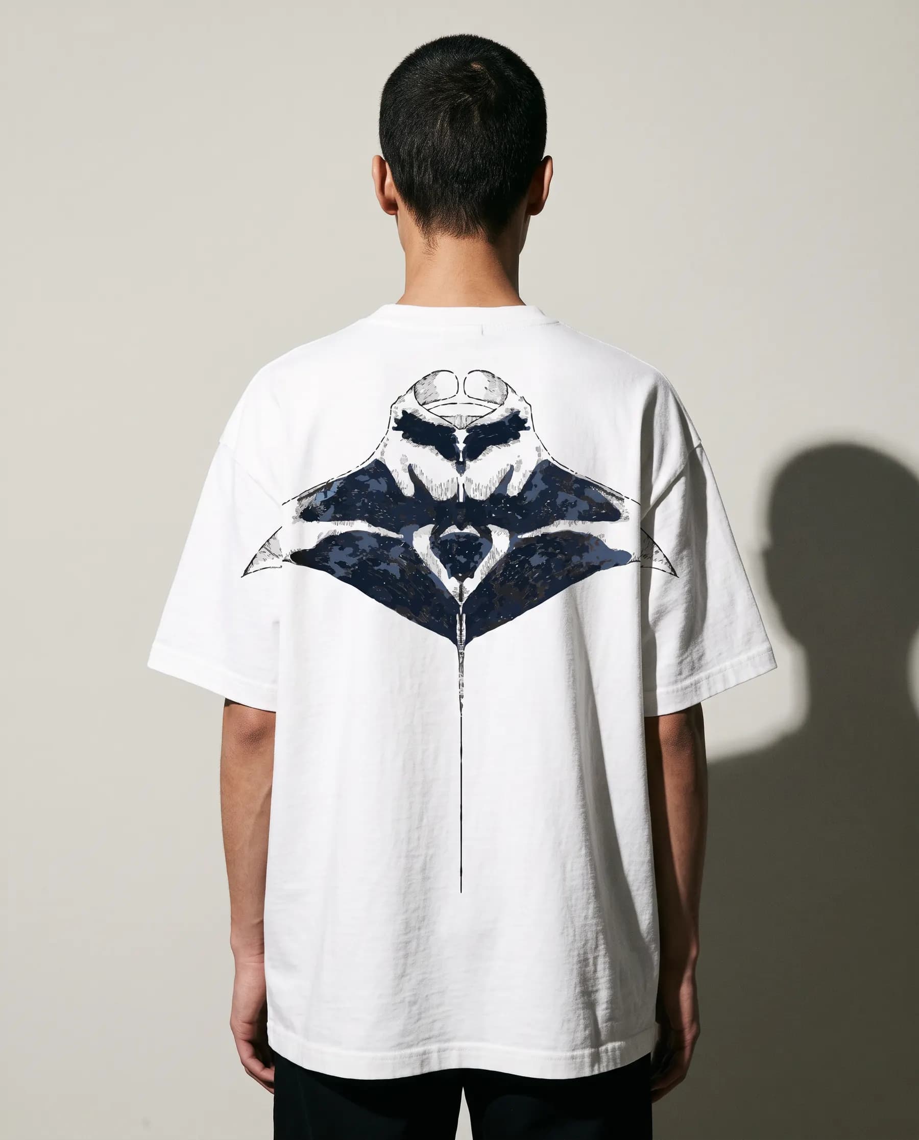 The Manta Ray Tee worn in the studio